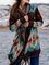 Multicolor Boho Color-Block Patchwork Cotton-Blend Outerwear