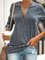 Summer Casual Daily Zipper V neck Plus Size T-shirt&Blouse