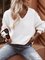White Casual Plain Shift V Neck Sweater