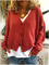 Winter Knitted Wool Blend Long Sleeve V-neck Sweater Coat