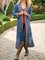 Blue Lapel Casual Striped Outerwear