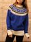 Red Patchwork Vintage Long Sleeve plus size Sweater