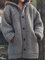 Plus Size Long Sleeve Hoodie Cotton-Blend Solid Outerwear