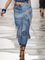 Paneled Denim Casual Pants