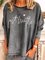 Women Fashion Plus Size Letter Printed Letter Casual Long Sleeve Cotton-Blend Linen Shirts Blouses