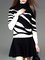 Black-White Abstract Long Sleeve Color-Block Shirts & Tops