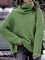 Turtleneck Drop Shoulder Solid Casual Sweaters