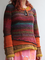 Red Long Sleeve Paneled Crew Neck Wool Blend Sweater