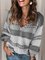 Long Sleeve V Neck Striped Sweater