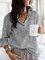 Plus Size Long Sleeve V neck Casual Tops