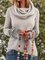 Tribal Vintage Cowl Neck Long Sleeve Shirts Tops