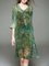 V neck Green Midi Dress Shift Holiday Half Sleeve Printed Dress