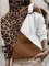Leopard Color Block Knitted Sweater Plus Size Pullover