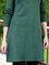 Green Long Sleeve Cotton-Blend Geometric Crew Neck Dresses