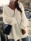 V Neck Long Sleeve Knitted Solid Sweater
