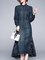 Denim Long Sleeve Shirt Collar Shift Casual Midi Dress