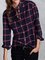 Navy Blue Casual Checkered/plaid Cotton Buttoned Shirts & Tops