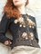 Cotton-Blend Long Sleeve Embroidery Sweater