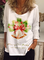 White Boho Cotton-Blend Christmas Shirts & Tops