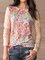 Orange Cotton-Blend Casual Round Neck Shirts & Tops