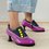 Women Spool Heel Round Toe Button Elegent Casual Zipper Ankle Boots