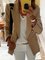 Khaki Buttoned Lapel Solid Long Sleeve Jackets