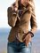 Khaki Cotton-Blend Plain Long Sleeve Shawl Collar Outerwear