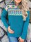 Blue Tribal Cotton-Blend Stand Collar Long Sleeve Sweatshirt