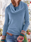 Casual Cowl Neck Solid Sweater