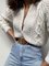 Long Sleeve Knitted Plain V Neck Sweater