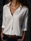 Chiffon Stand Collar Solid Plus Size Shirt
