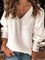 Casual V Neck Buttoned Long Sleeve Sweatshirt