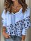 Blue Long Sleeve Paneled Cotton-Blend Sweater
