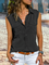 Casual Plain Turn-down Collar Buttoned Sleeveless Vest