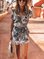 Casual Vacation Printed Short Sleeve Cross V-Neck Belt Jumpsuit