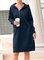 Women Shift Plain Casual Hoodie Dresses