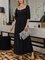 Black Square Neck Solid Boho Dresses