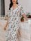 White Chiffon Boho Short Sleeve Floral Dresses