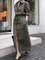 Shirt Collar Gray Women Dresses Daily Vintage Linen Dresses