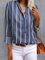 Blue V Neck Cotton-Blend Casual Shirts & Tops