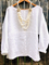 Solid Cotton-Blend Casual Crew Neck Shirts & Tops