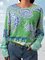 Multicolor Long Sleeve Round Neck Patchwork Shirts & Tops