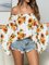Floral Printed Off Shoulder Sweet Crop Top