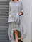 Pockets Cotton-Blend Crew Neck Casual Dresses