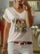V Neck Short Sleeve Cartoon Car Print Cotton T-shirt