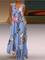 V Neck Casual Sleeveless Floral-Print Dresses