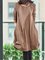 Brown Long Sleeve Casual Round Neck Paneled Dresses