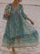 Blue Floral-Print Long Sleeve V Neck Dresses