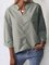Casual Long Sleeve Cotton-Blend Plain Blouses
