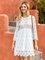 White Casual 3/4 Sleeve Crew Neck Dresses